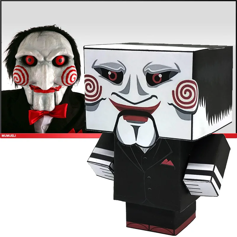 No-glue Horror Movie Saw Figure Origami Handmade Mini 3D Paper Model Papercraft DIY Cube for Kids Adult Craft Toys CS-021