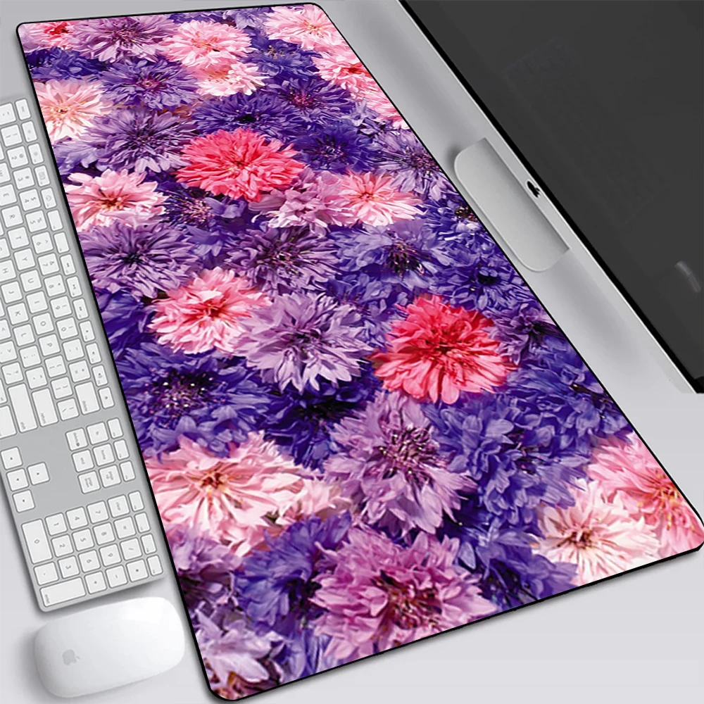 Elegante rosa roxo peônia flor grande gaming mouse pad computador mousepad teclado tapete de mesa pc gamer mouse esteira xxl mausepad