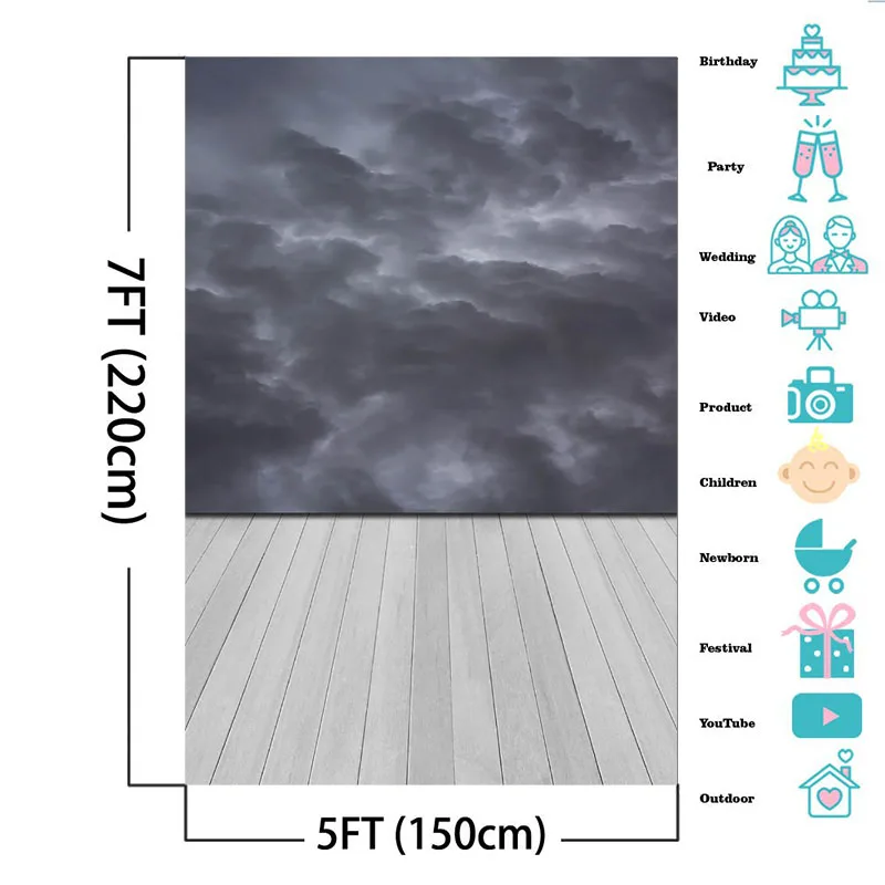 خلفية للتصوير الفوتوغرافي على شكل غيوم سميكة ، خلفية فينيل لأرضية خشبية لأعياد الميلاد ، دعائم استوديو الصور