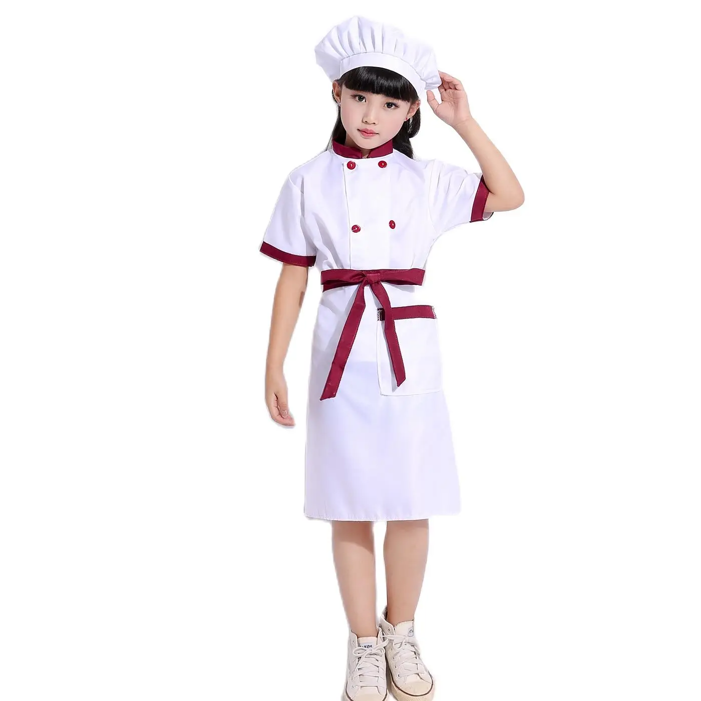 Petit costume de chef cosplay pour enfants, combishort pour jeunes enfants, uniforme de chef, tablier, pli imbibé