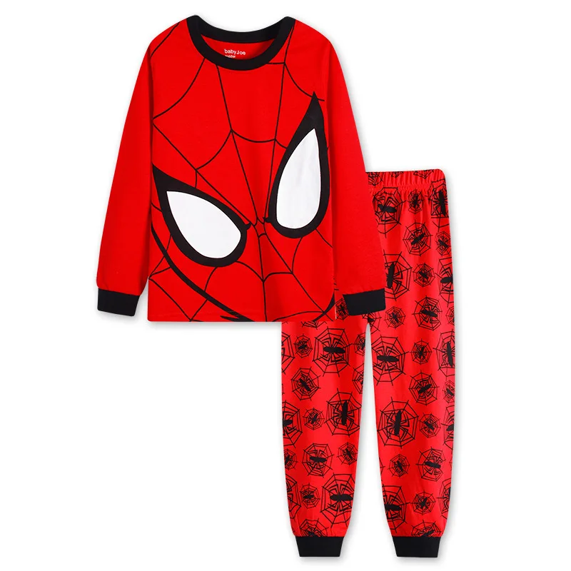 Free Shipping Children\'s Spider Set Kids Cars Sleepers Boys Girls Super Hero Cartoon LongSleeve Pyjamas Cotton Sleepwear