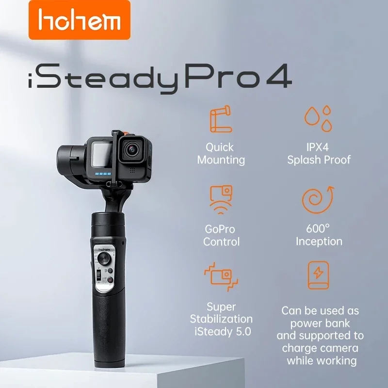 Hohem iSteady Pro 4 3Axis Action Camera Handheld Gimbal Stabilizer for Gopro Hero 10/9/8/7/6/5/4/3, Dji Osmo Action SONY RXO