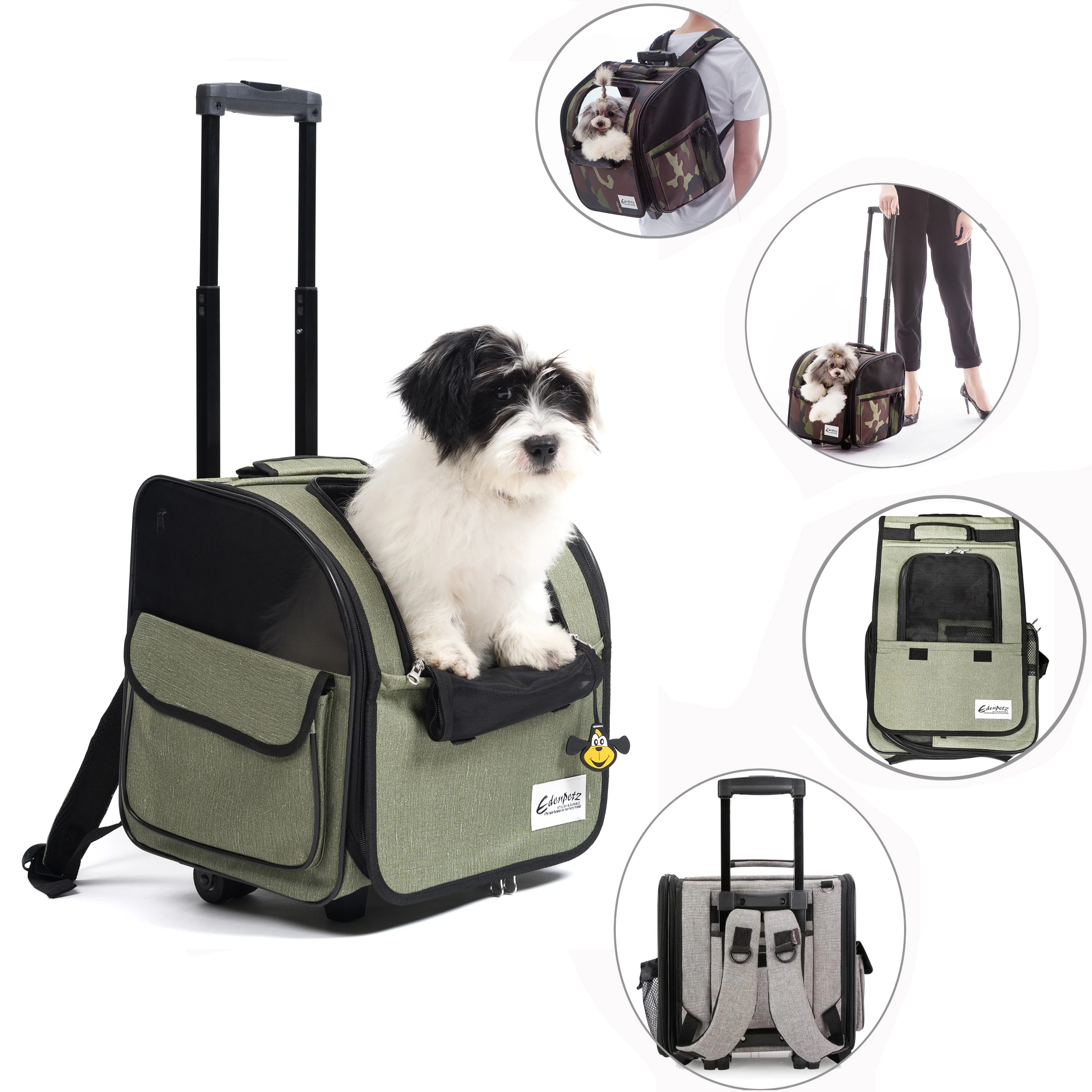 EdenPetz Pet Dog Cat Trolley Rolling Luggage Backpack Pet Stroller Animal Travel House Suitcase Pet Wheel Carrier