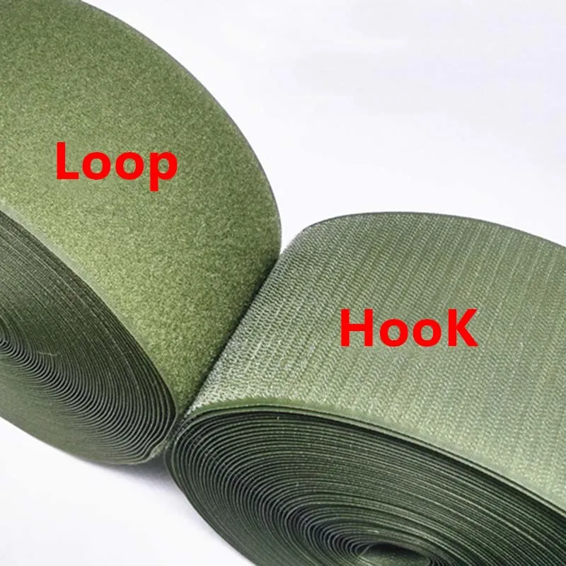 2m*3cm Olive Green  Nylon Hoop and Loop Fastener Tape No Adhesive Sewing Magic Loop Hook Sticker Strip Clothing Stick Tape