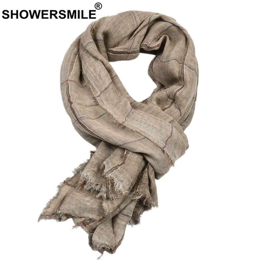 SHOWERSMILE Red Men Scarf Plaid Tie Dye Scarf for Men Warm Casual Mens Scarves High Quality Brand Autumn Winter Accessories