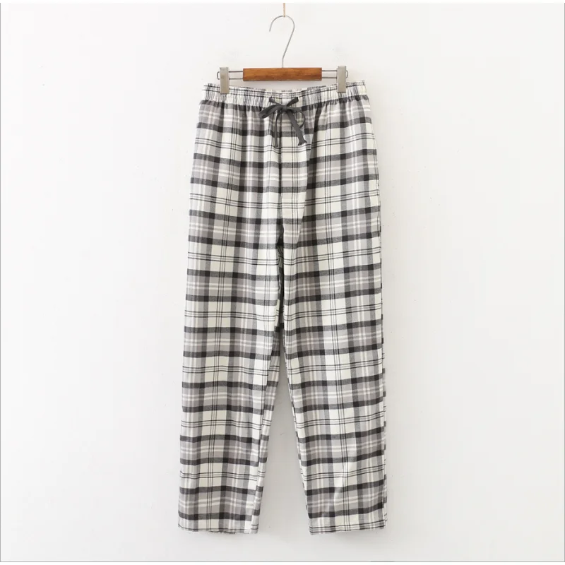 2024 Spring Autumn Men 100% Cotton Sleep Bottoms Male Plus Size Night Trousers Men Casual Loose Plaid Pajama Pants S-XXL 100KGS