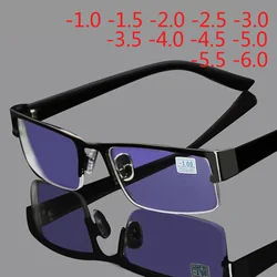 Stainless Myopia Glasses Men Eyeglasses Women Half Metal Spectacles Eyeglass -0.5 -1.0 -1.5 -2.0 -2.5 -3.0 -3.5 -4.0