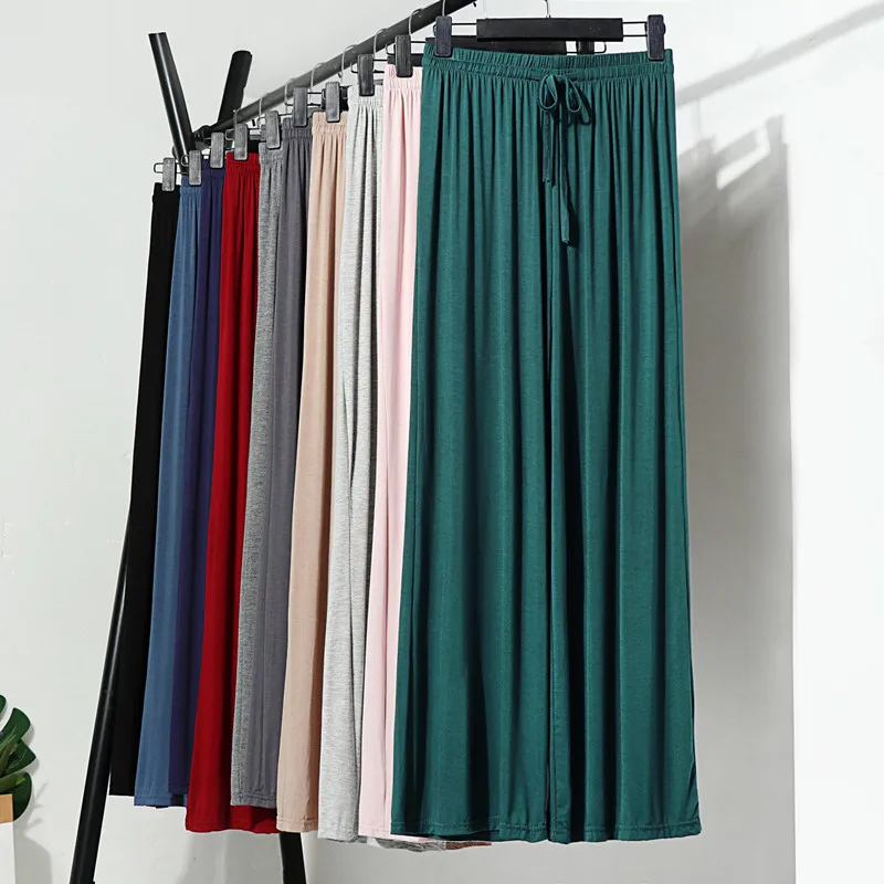 Pantalones largos de algodón Modal para mujer, ropa de dormir cómoda, ropa de noche informal para el hogar