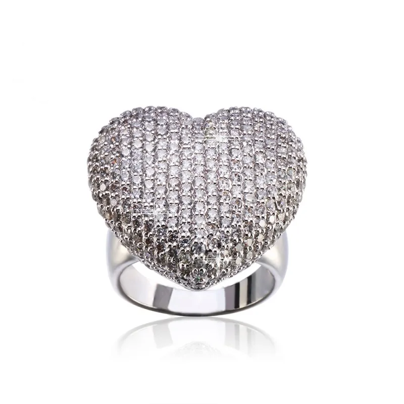 BOCAI  New fashion Jewelry  S925 Silver Zircon Jewelry Heart - shaped Series Of Female Women\'s  Ring
