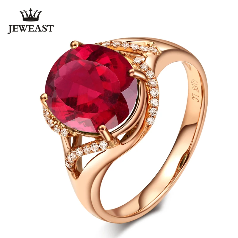 

LSZB Natural Red tourmaline 18K Pure Gold 2023 New Hot Selling Top Ring Women Ring For Ladies Woman Genuine Jewelry