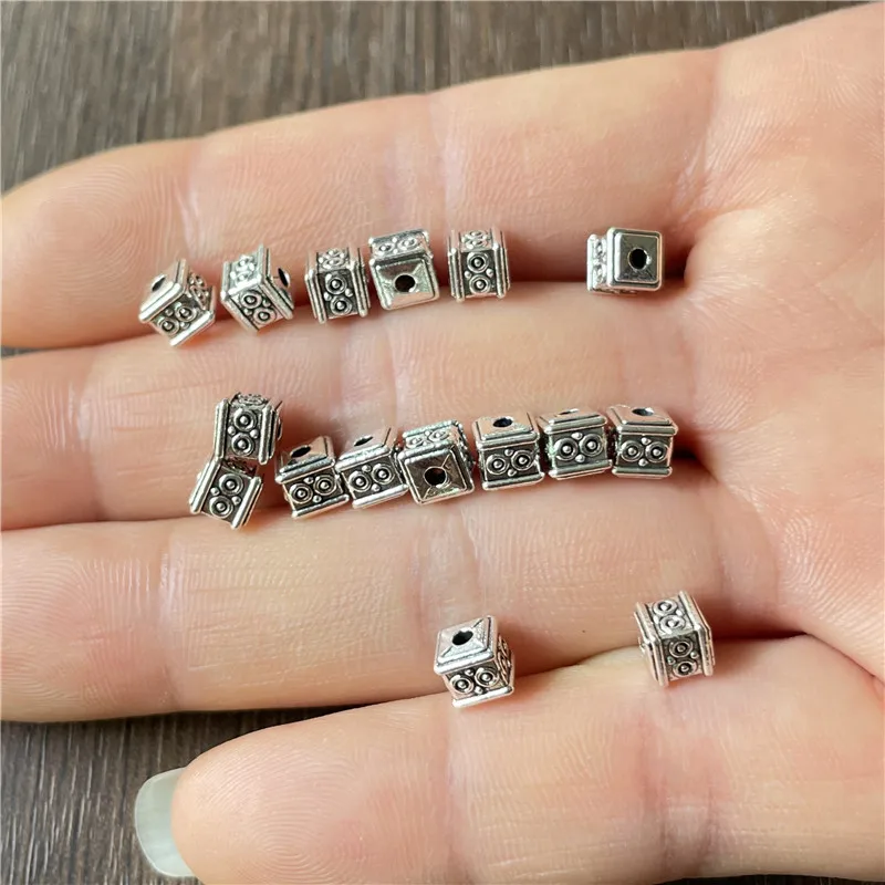 JunKang Metal cube Spacer Beads for DIY to make bracelets and necklaces connectors, wholesale jewelry alloys