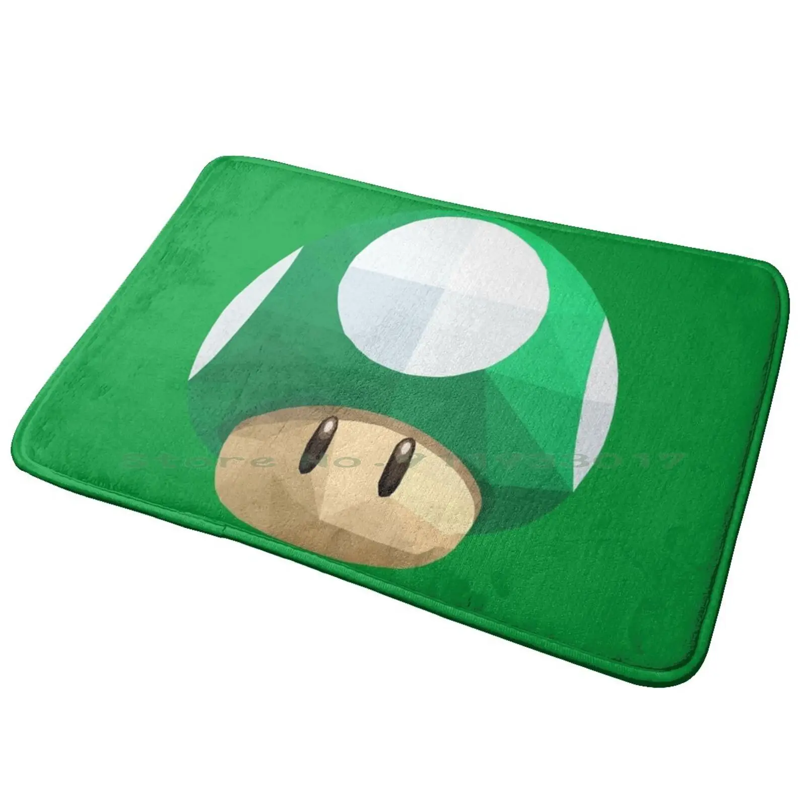 1 Up Mushroom Entrance Door Mat Bath Mat Rug Bros 1up Mushroom 1 Up Mushroom Green Videogames Low Poly Art Old School Gamer