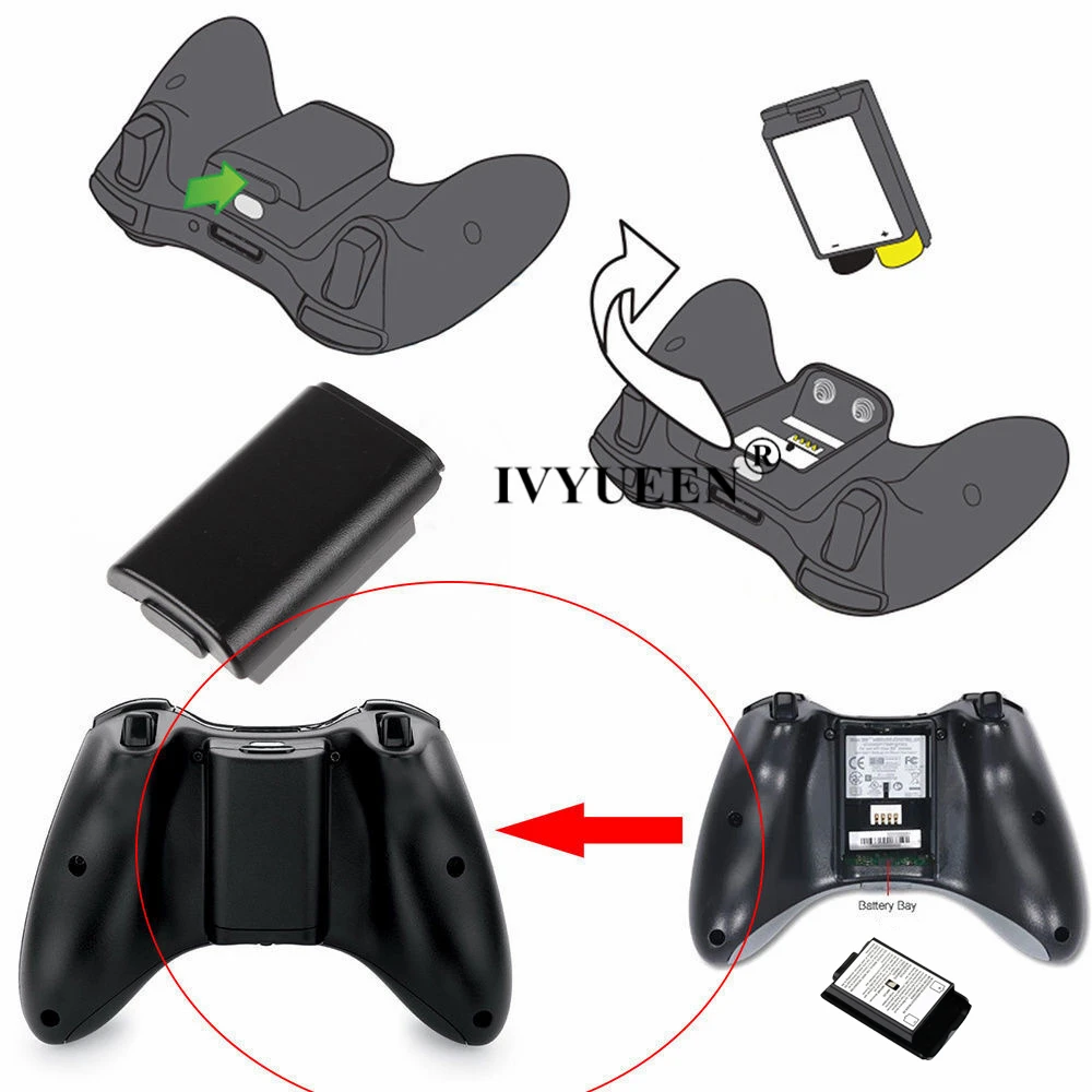 IVYUEEN 20 pcs for Xbox 360 Wireless Controller AA Battery Back Case Black White Battery Pack Cover Replacement Housing Shell