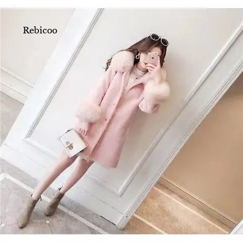 

Fashion Winter New Hooded Sheep Sheared Fur Coat Wool Coat Women's Medium And Long Imitation Fox Hair Thickened Korean Slim Fit