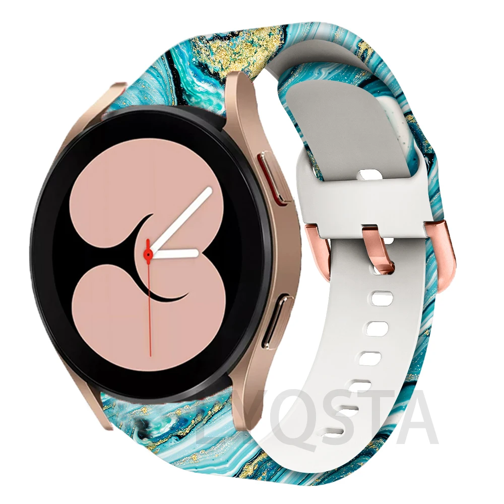 삼성 갤럭시 워치용 스포츠 프린트 시계 밴드, FE 실리콘 교체 손목 밴드 스트랩, 팔찌 액세서리, 20mm, 7, 6, 5/4, 40mm, 44mm