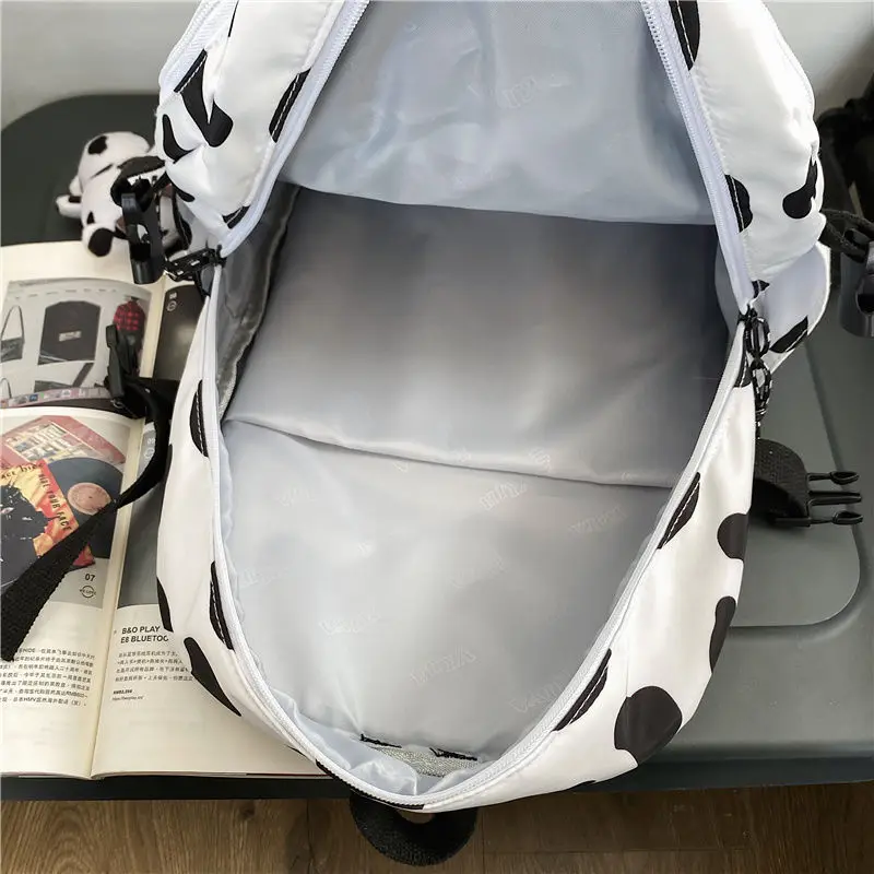 Mochila escolar bonita para niña, morral con estampado de vaca, para adolescentes
