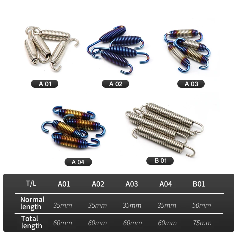 ZS MOTOS 13Pcs/set Motorcycle Exhaust Pipe Muffler Mounting Spring Hooks Stainless Steel For Muffler 51MM 61MM Link Pipes Spring