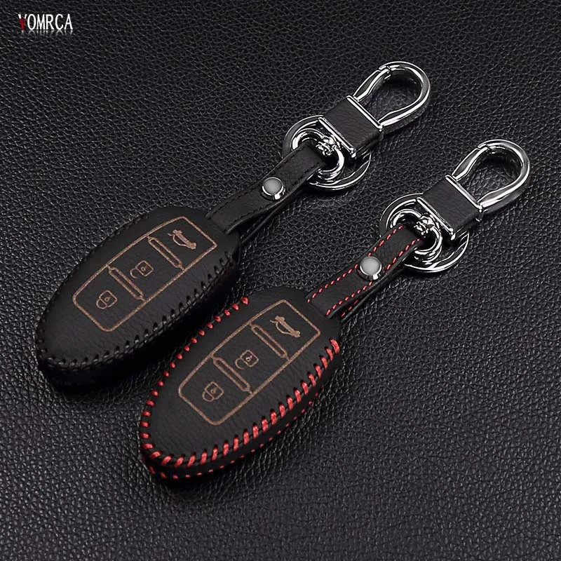 Leather Car Key Case Cover For Nissan Infiniti Pathfinder Versa Juke Murano Murano Rogue Tidda 3 Buttons Remote Car Key Fob