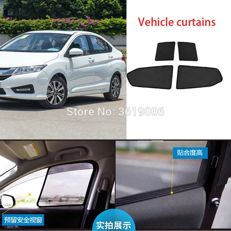 4pcs High-end custom For Honda City 14-18 card type magnetic car curtain sun shade car window shade car styling