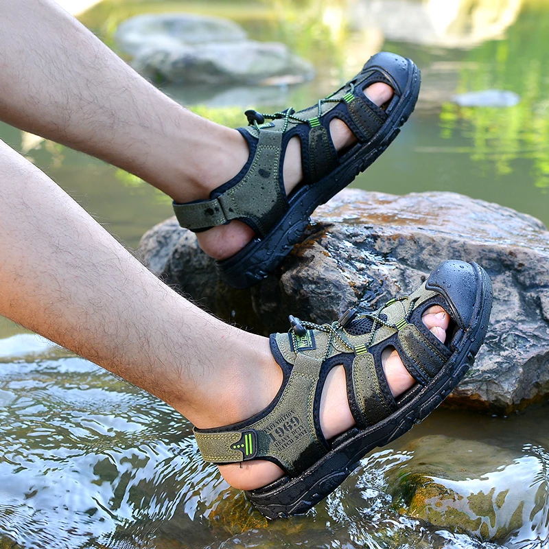 Lässige Herren-Outdoor-Sandalen, Sommer, atmungsaktiv, flache Sohle, Strandschuhe, bequem, weich, zum Gehen, Wandern, sportliche Herrenschuhe 2020 – Detail 20