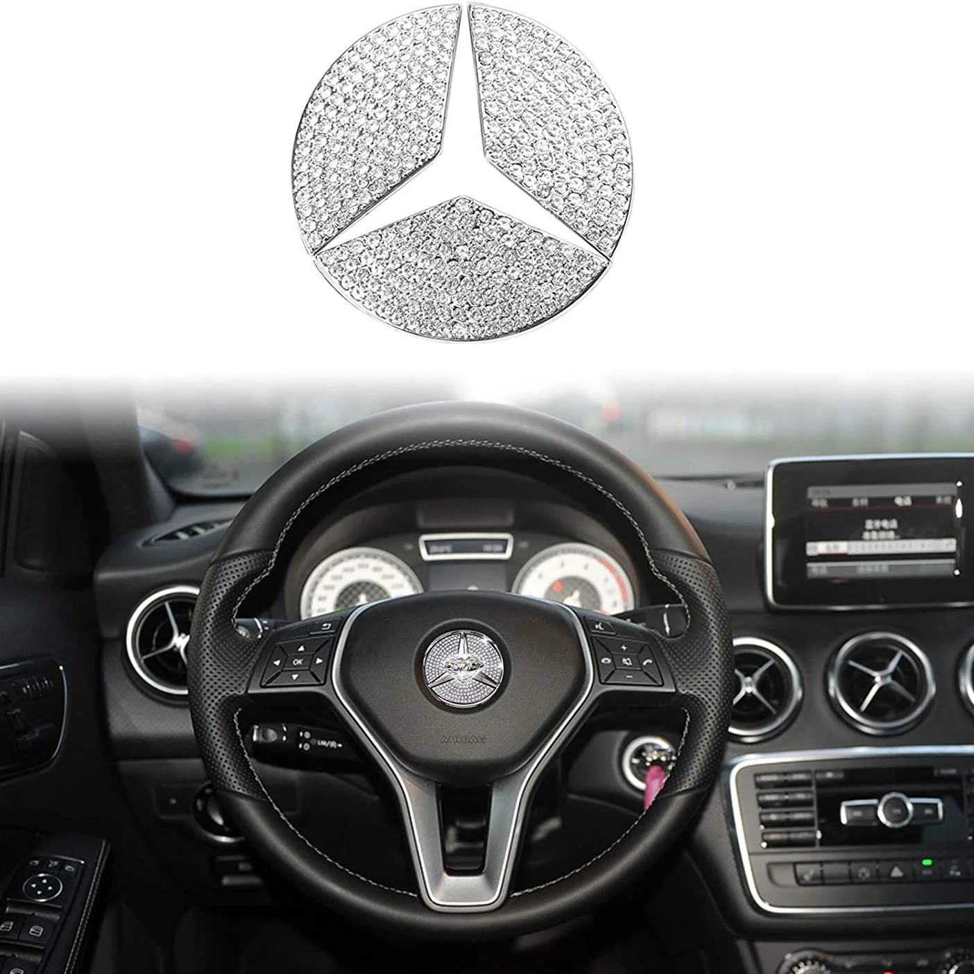 For Mercedes Benz W205 W212 W213 W204 W203 C117 C E S CLA GLA GLK Class AMG Steering Wheel Emblem Logo Sticker Car Accessories