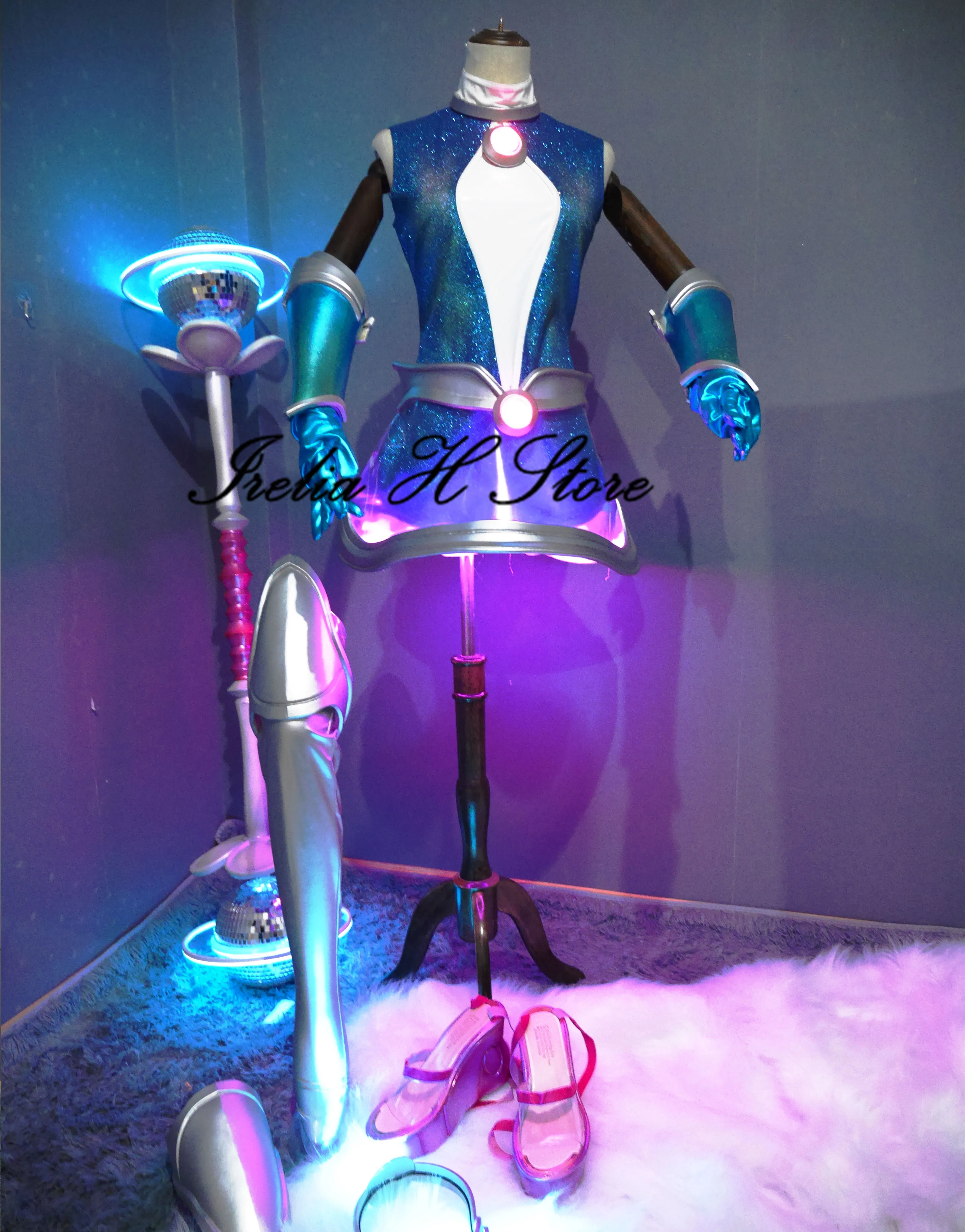 Irelia h store-fantasia rgb do espaço 2021, kit completo de cosplay com personalização/tamanho