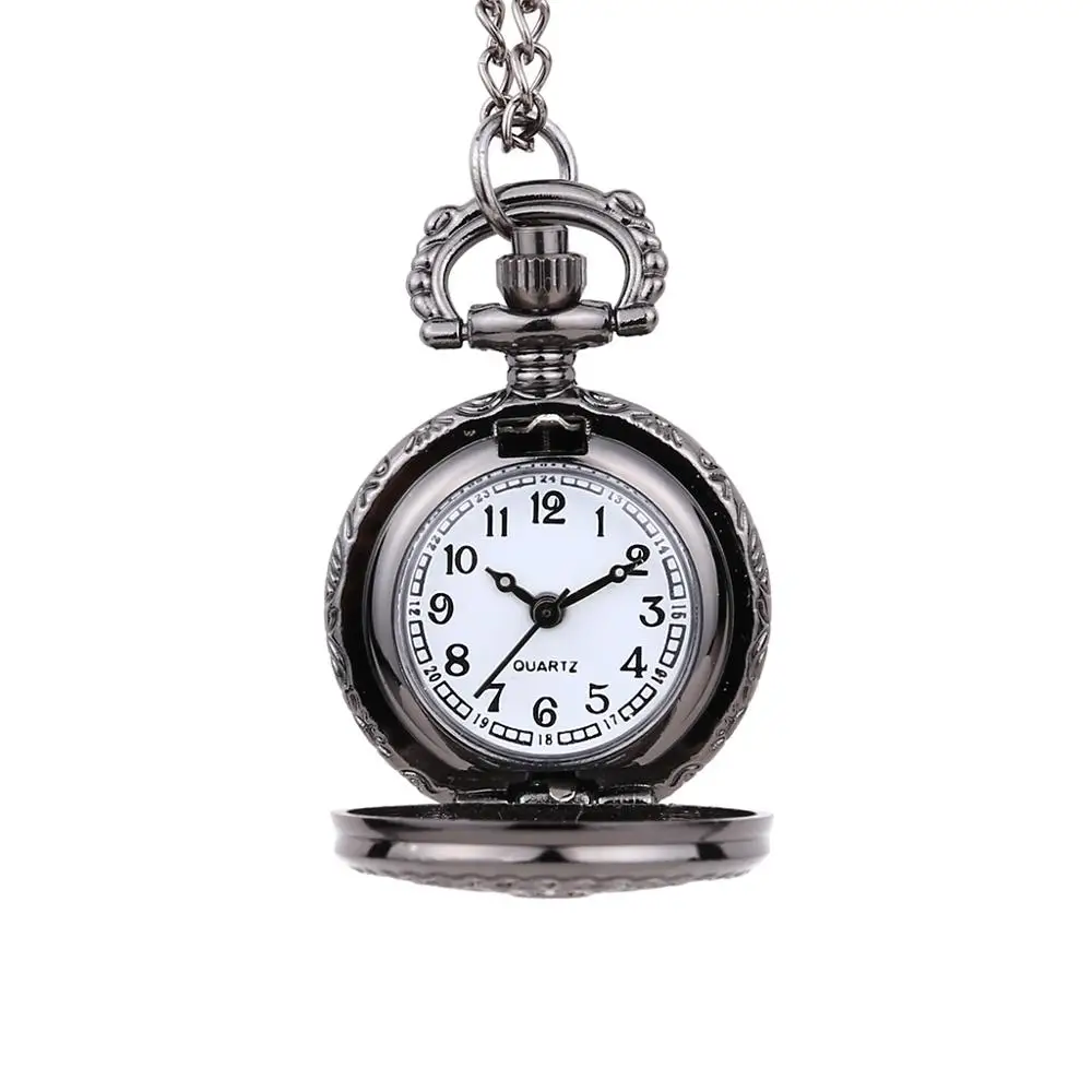 6009Popular delicate web spider design pocket watch black perspective retro chain hollow dial gift belt chain