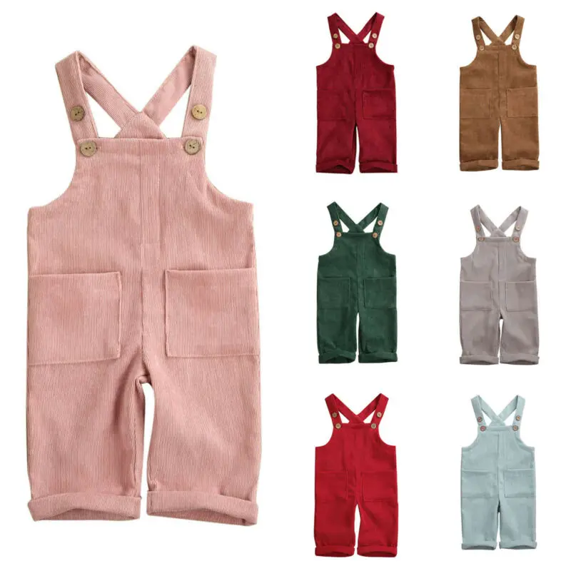 Fashion Toddler Baby Boy Girl Corduroy Romper Jumpsuit Kids Overalls Playsuits Outfits Clothes 1-5Y