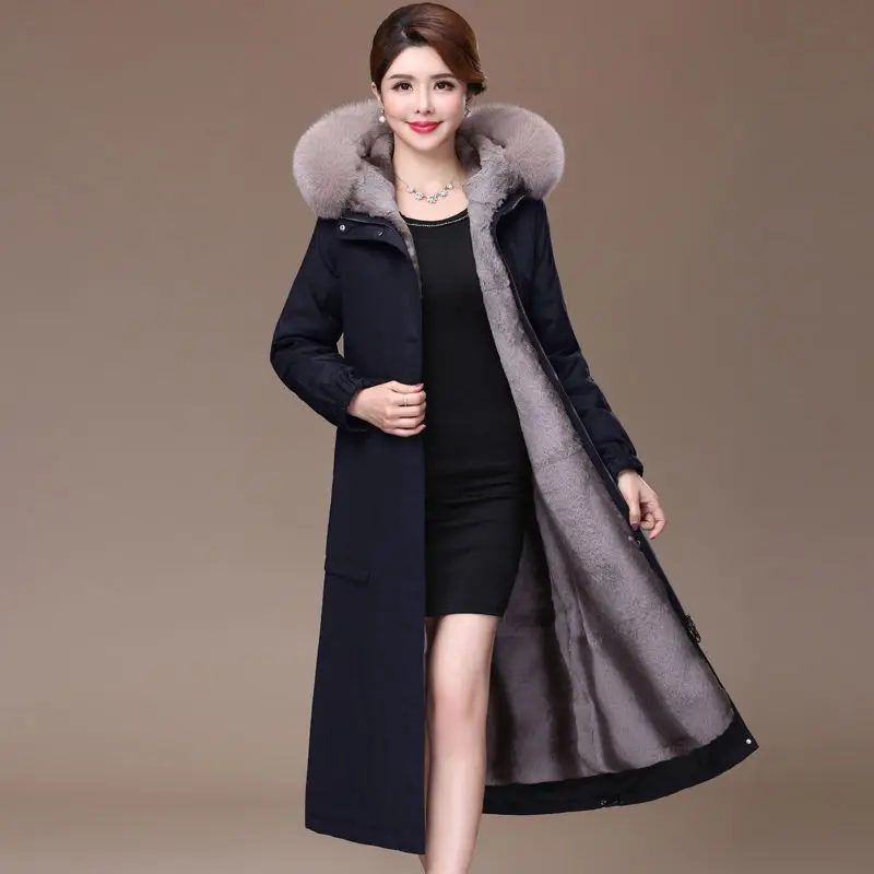 Women Winter Parkas 2022 New Female Premium Quality Overcoat Thicken Fashion Coat Imitate Fox Fur Collar Long Jacket A576