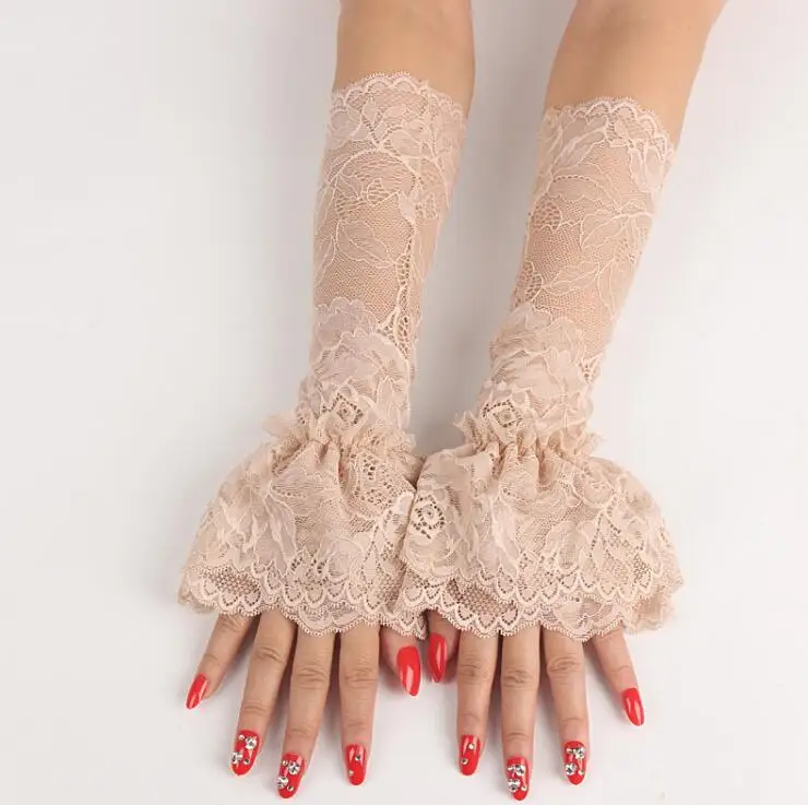 

Women's spring summer sexy lace glove arm sleeve girls female sunscreen vintage fingerless driving glove R2949