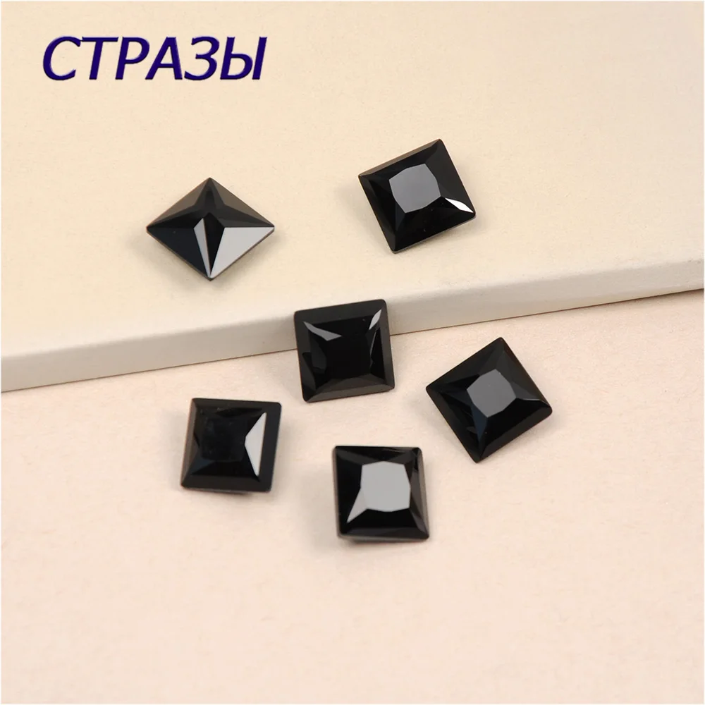 

CTPA3bI 4447 Jet Princess Square Shape Black Sew on Rhinestone Point Back Stone For Jewelry Garment Decoration DIY