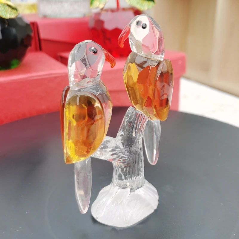 1 Pair Crystal Glass Parrots Decorated Ornaments Wedding Gifts