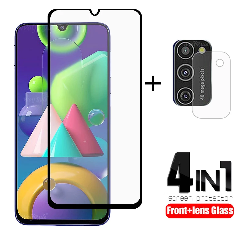 

4-в-1 для Samsung Galaxy M21 стекло для Samsung A31 закаленное стекло для Samsung A51 A71 A01 A31 A21S A30 A50 S M21 M31 стекло объектива