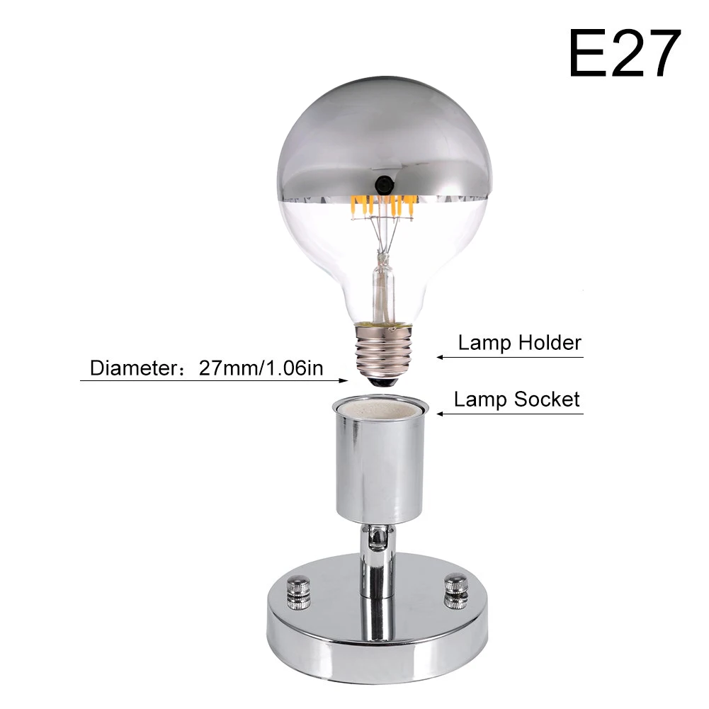 Base de lámpara E27, toma de luz de Metal antiguo de 180 grados, soporte de bombilla de tornillo Edison, Base de lámpara de hierro Simple para