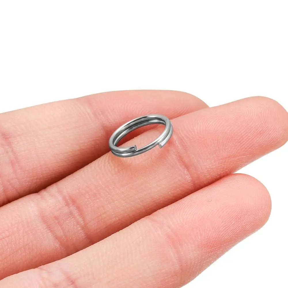 50-100 buah/lot 6 8 10 12mm baja tahan karat cincin terpisah lompat terbuka konektor loop ganda untuk DIY membuat perhiasan gantungan kunci perlengkapan
