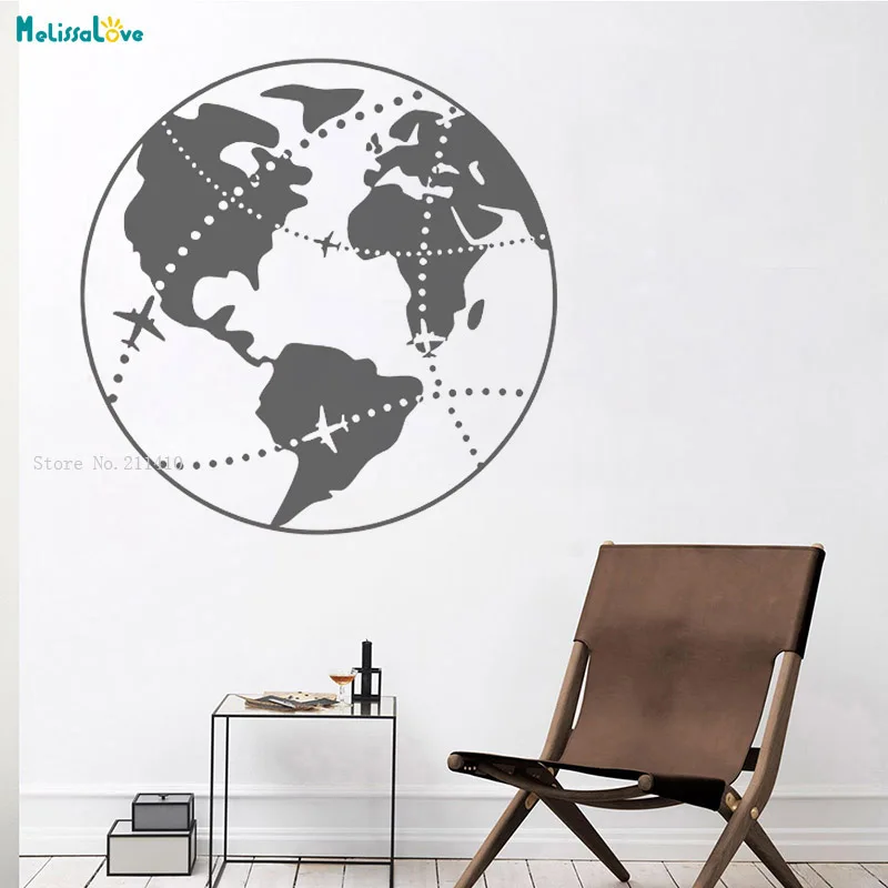 Earth Wall Sticker Nature Globe Map Planet Life Seas Land Cosmos Home Decor Decal Vinyl Window Murals Handmade YT4544