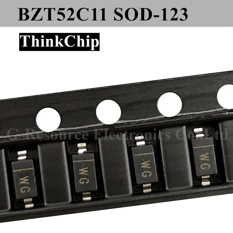(100 قطعة) BZT52C11 SOD-123 SMD 1206 الجهد استقرت ديود 11 فولت (وسم WG)