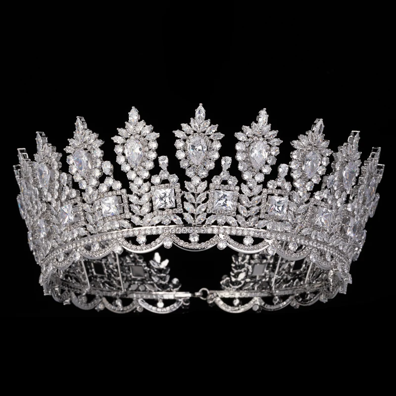 Vintage Zilveren Kleur Barok Kristal Corwn Tiara  HADIYANA Voor Bruid Bruiloft Hoofdtooi Voor Kroon Voor  Haaraccesso BC5872