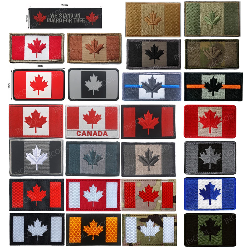 Parche bordado bandera Canadá – Hoja de arce 3D para uniforme táctico