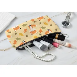 Portable Simple Small Travel Cosmetic Bag Cartoon Cute Zebra Squirrel Bag Women Zipper Design Makeup Beautician Bag Case