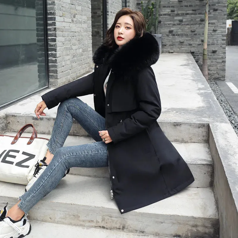 2024 New Winter Jacket Women Parkas Warm Casual Parka Clothes Long Jackets Hooded Parka Female Fur Lining Thick Mujer Coat