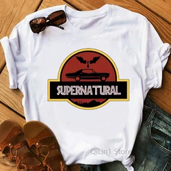 Carry On My Wayward Son Angel Wings Car Print Women Vintage T Shirt Femme Supernatural T-Shirt Summer Tops Graphic Tees