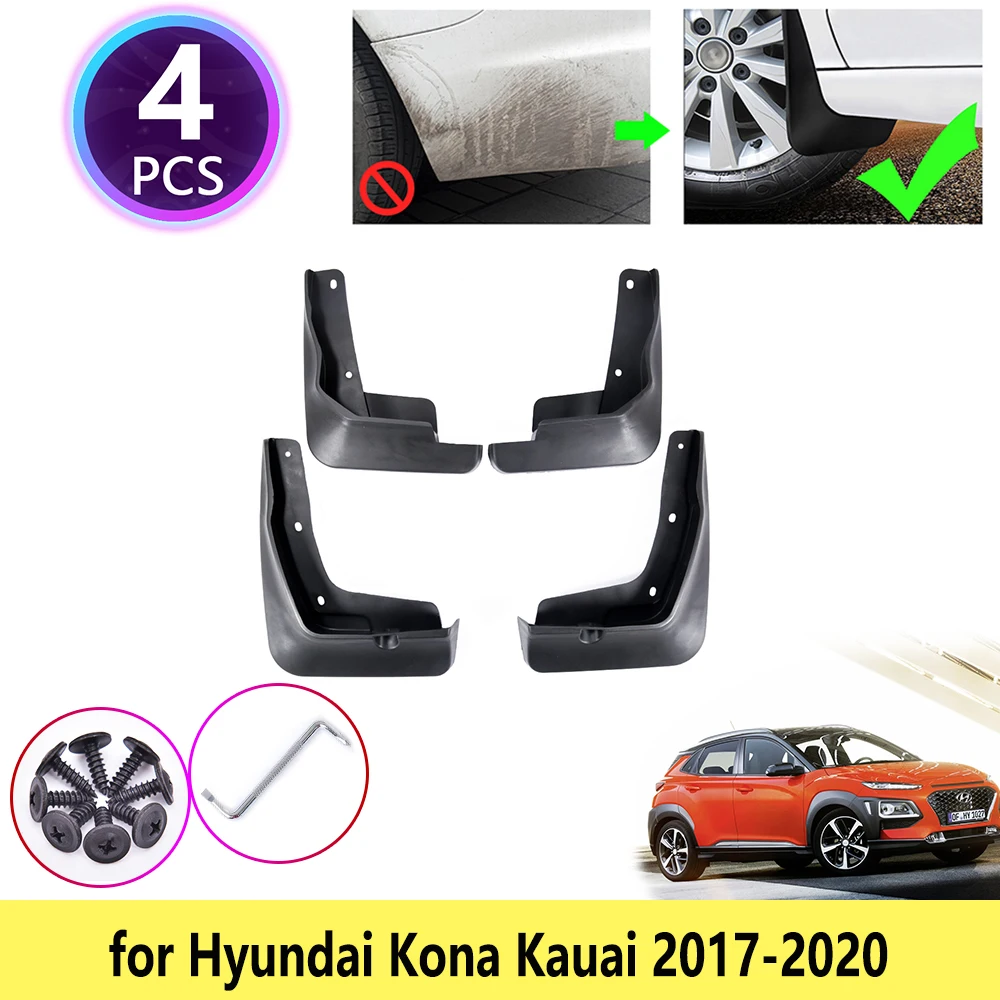 

4PCS for Hyundai Kona Kauai 2017 2018 2019 2020 Mudguards Mudflaps Fender Guards Splash Mud Flaps Cladding Wheel Car Accessories