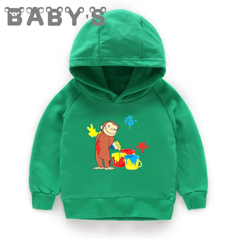 Children Hooded Hoodies Kids Curious George Monkey Cartoon Sweatshirts Baby Pullover Tops Girls Boys Funny Cute Clothes,KMT5266