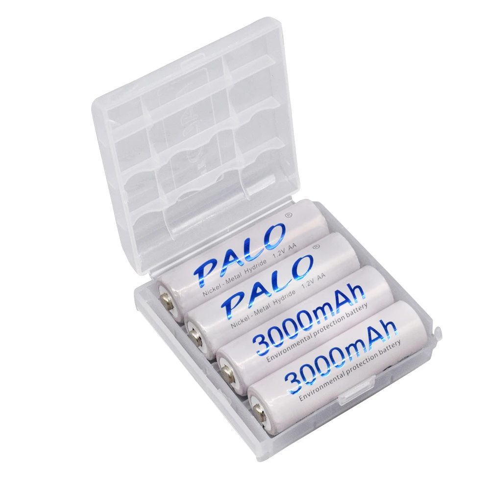 PALO 3000mAh Ni-MH AA Battery Low Self-discharge 1.2V AA Rechargeable Batteries Pre-charged Battery+1.2V AAA AA Battery Charger