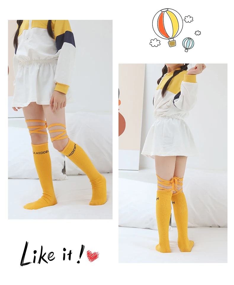 Neue Prinzessinnen-Mädchen Overknee-Socken mit Schleifen-Buchstaben-Stickerei, Hohe Kniestrümpfe für Mädchen, Baumwoll-Wärmersocken, Bunte Strümpfe – Detail 8