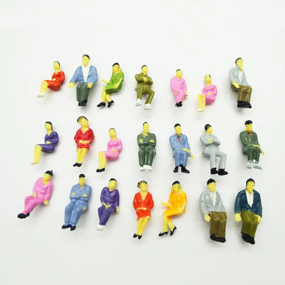 1:50 Miniature People Painted Figures Seated Toys Railway Train Layout Abs Diorama Sand Table Architecture Scene 50Pcs/lot
