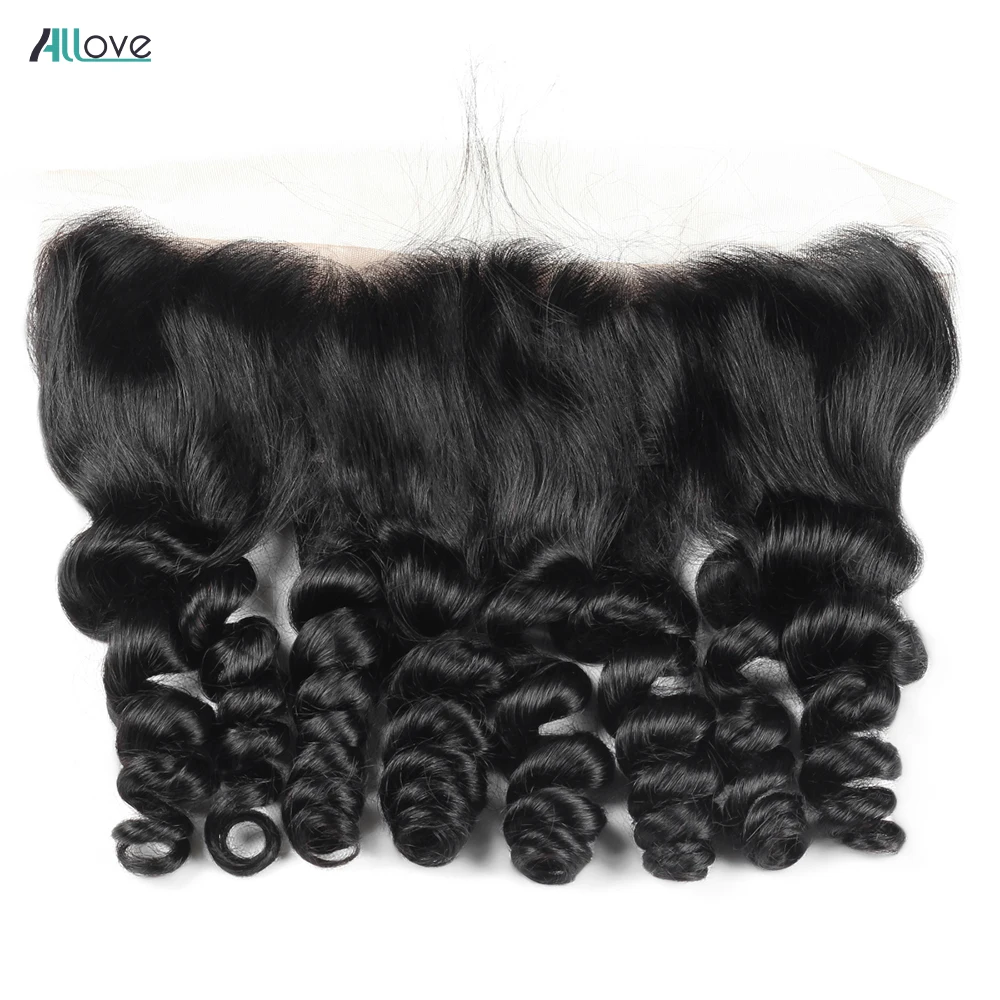 

Allove 13x4 Loose Wave Lace Frontal Transparent Brazilian Remy Lace Closure Pre Plucked With Baby Hair For Women Hair Extension