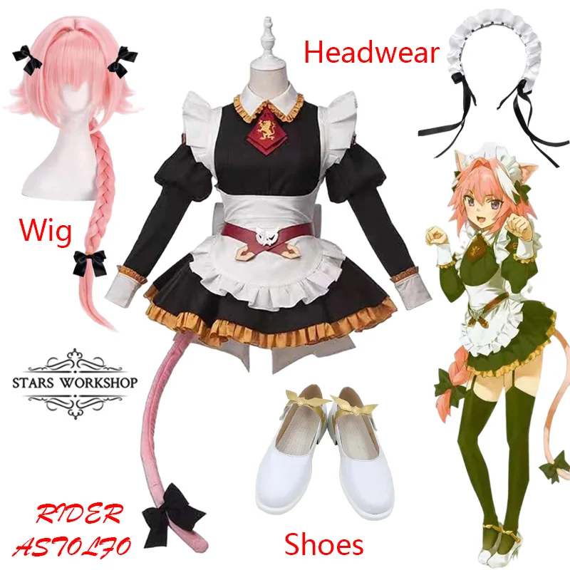 FGO Fate Grand Order Fate Apocrypha Rider Astolfo Cosplay Costume Maid Dress Women Fancy Dress Uniform Halloween Carnival Suit