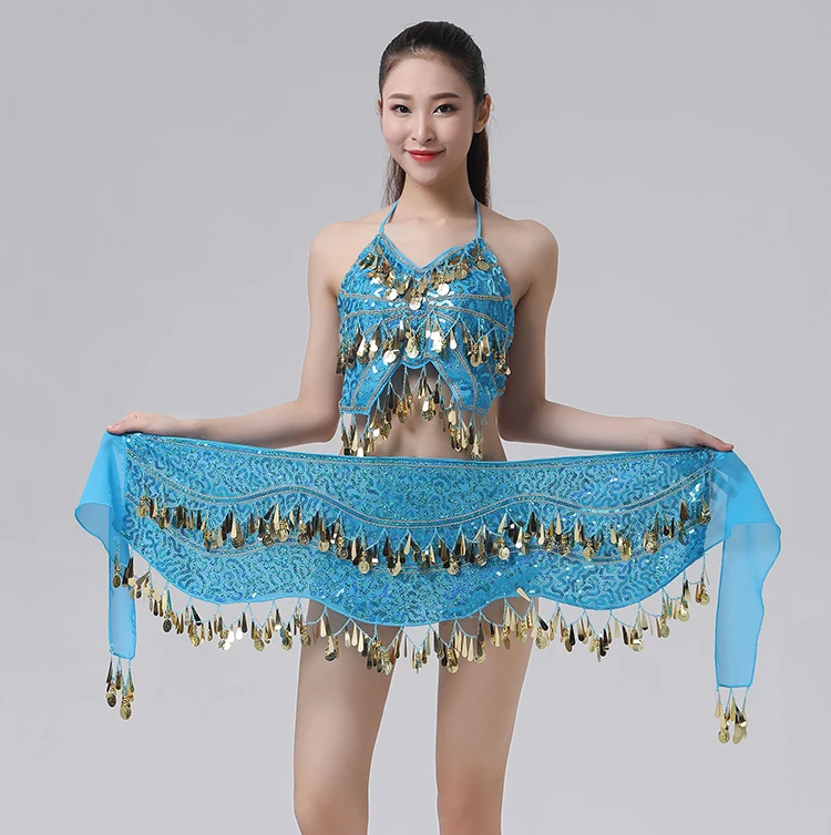 Buikdans Volwassen Sexy Pailletten Munten Kostuums India Dancing Stage Prestaties Kleding Bollywood Dance Wear Bra Taille Keten